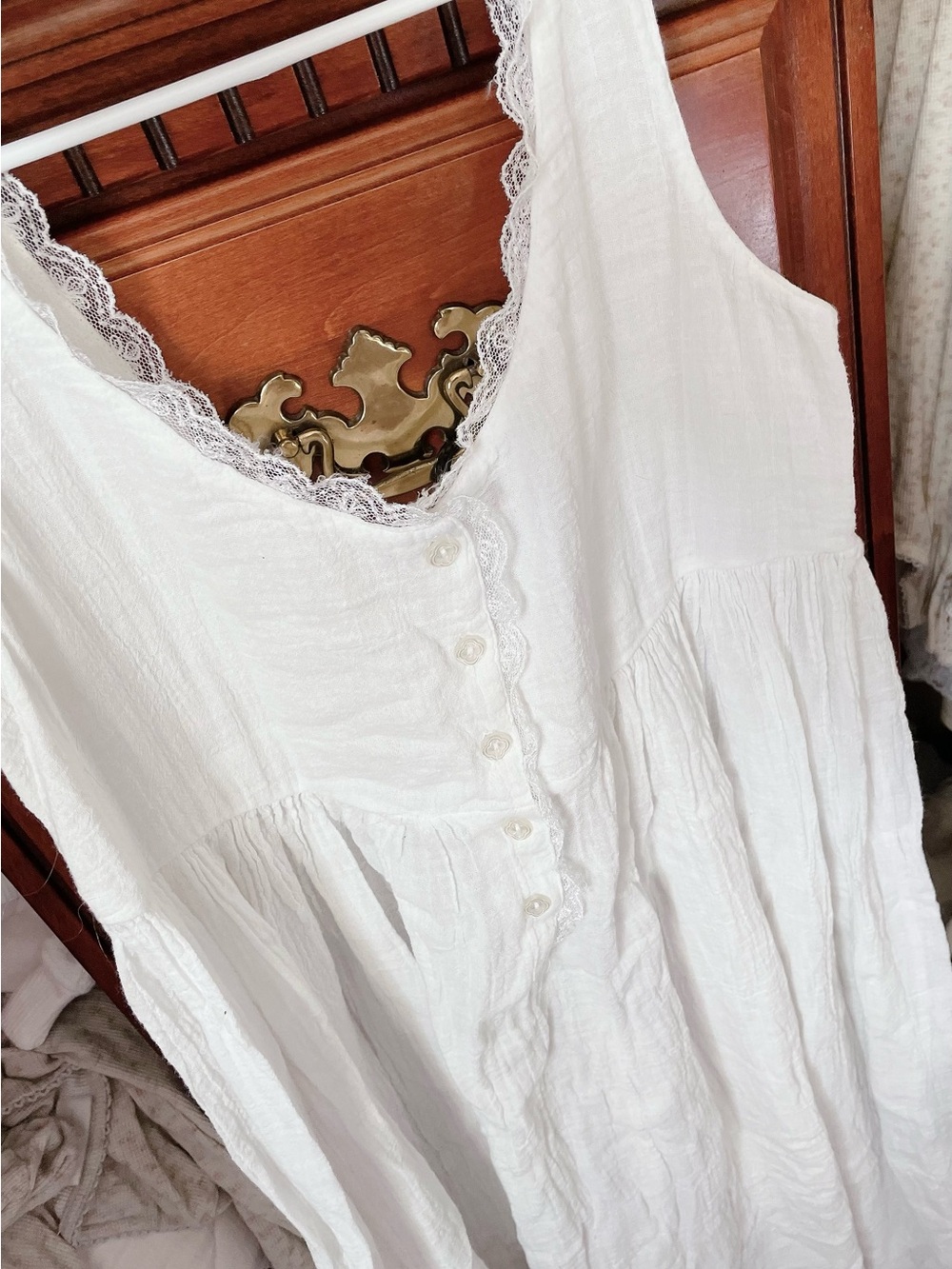 ྀིྀིྀིྀིྀི victoria’s secret country cotton gauze maxi nightgown white